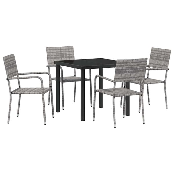 vidaXL Hage Spisegruppe 5 pcs Grå Poly rattan