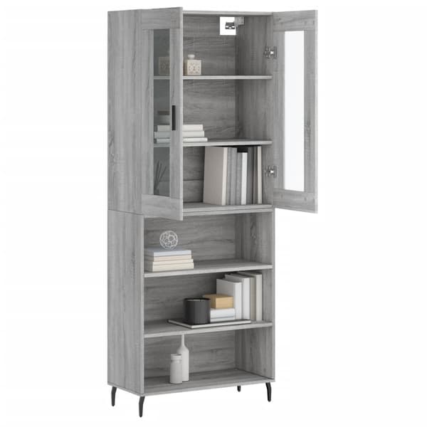 vidaXL Highboard grå sonoma 69,5x34x180 cm konstruert tre