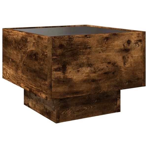 vidaXL Sidebord LED røkt eik 40x40x30 cm konstruert tre