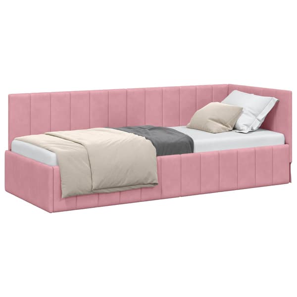 vidaXL Hörn sängram med sänggavel Rosa 80 x 200 cm Sammet