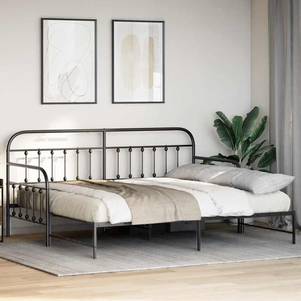 vidaXL Dagbäddram Svart 90 x 190 cm Pulverlackerat stål
