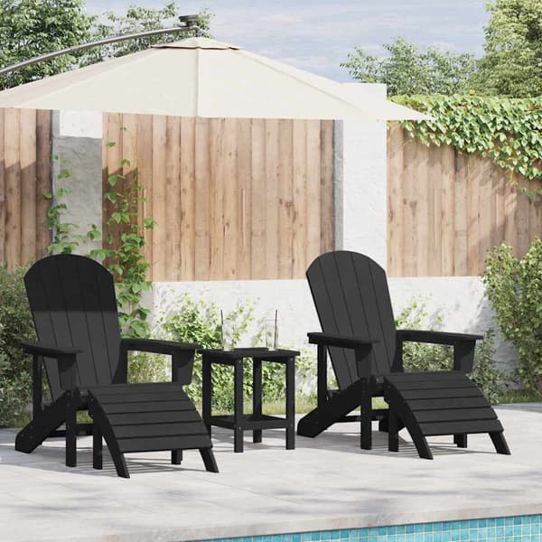 vidaXL Trädgård Stol 3 pcs Svart polyeten