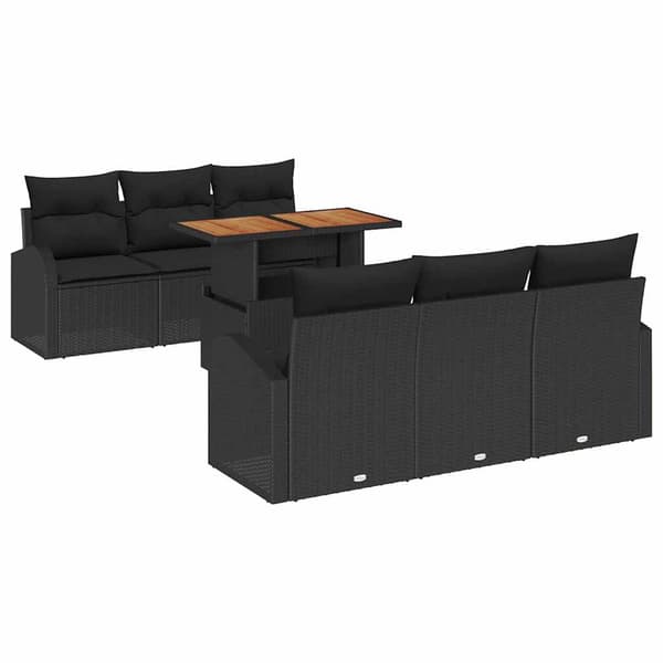 vidaXL Trädgårdsoffset med lagring 7 pcs Svart Poly rattan