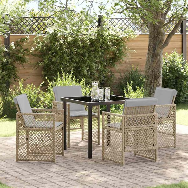 vidaXL Hage Spisegruppe 5 pcs Beige polyrotting