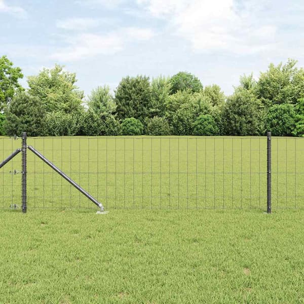 vidaXL Gjerde med stolpe Grå 0,8 x 10 m Stål og PVC