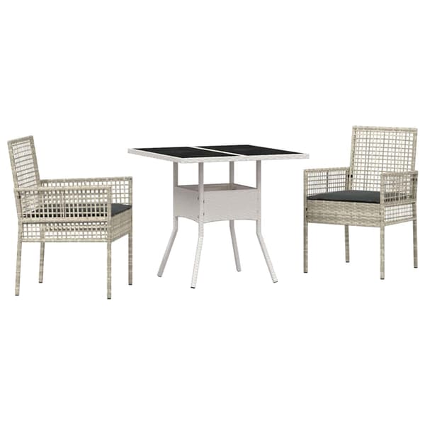 vidaXL Trädgårdsmöbelset 3 pcs Ljusgrå konstrotting