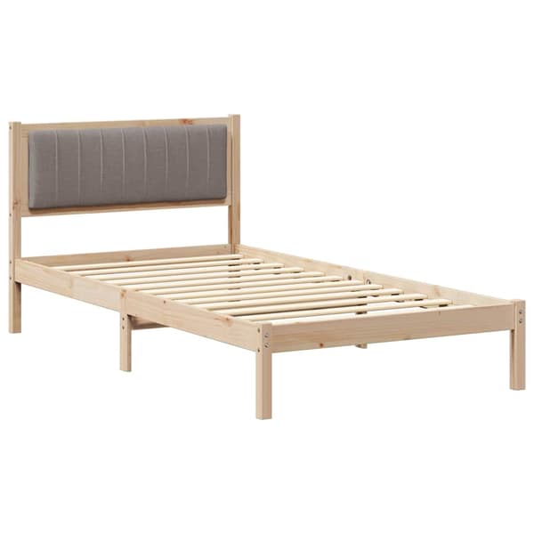 vidaXL Sängram med Vadderad Sänggavel Gråbrun 100 x 200 cm