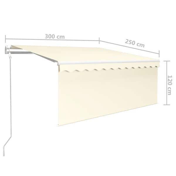 vidaXL Automatiserad markis vindsensor rullgardin LED 3x2,5m gräddvit