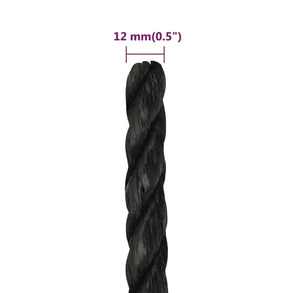 vidaXL Rep svart 12 mm 500 m polypropen
