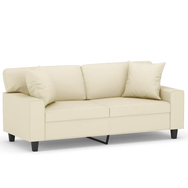 vidaXL 2-sits soffa med prydnadskuddar gräddvit 140 cm konstläder