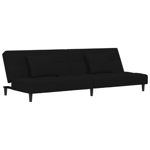 vidaXL Bäddsoffa 2-sits med två kuddar svart sammet