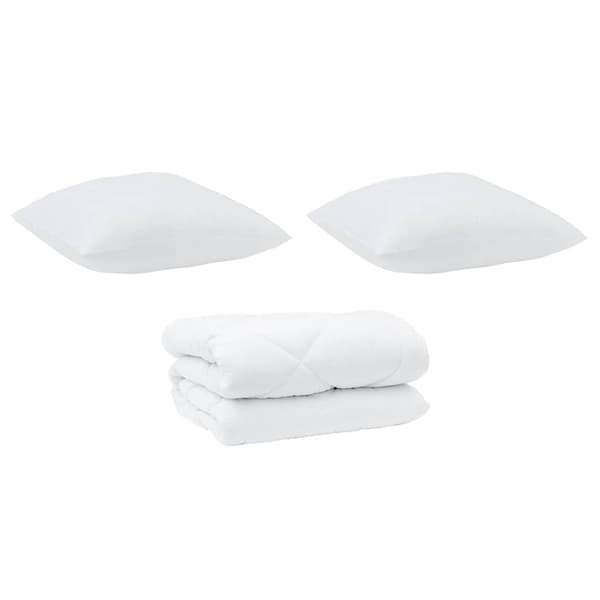 vidaXL Duntäcke med Kuddar 3 pcs Vit Mikrofiber och Dunfjäder