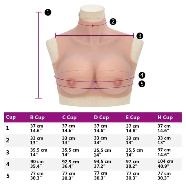 vidaXL Silikonbryst naturell H-cup
