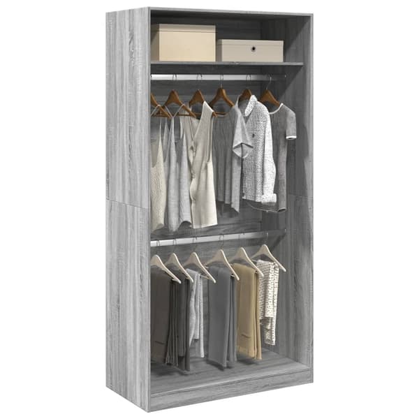 vidaXL Garderobe grå sonoma 100x50x200 cm konstruert tre