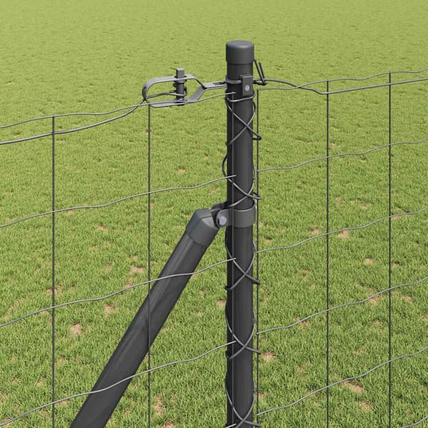 vidaXL Gjerde med stolpe Grå 1,6 x 10 m Stål og PVC