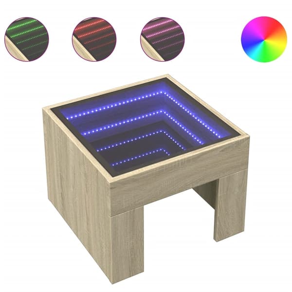 vidaXL Sängbord med Infinity LEDs sonoma-ek 40x40x30 cm