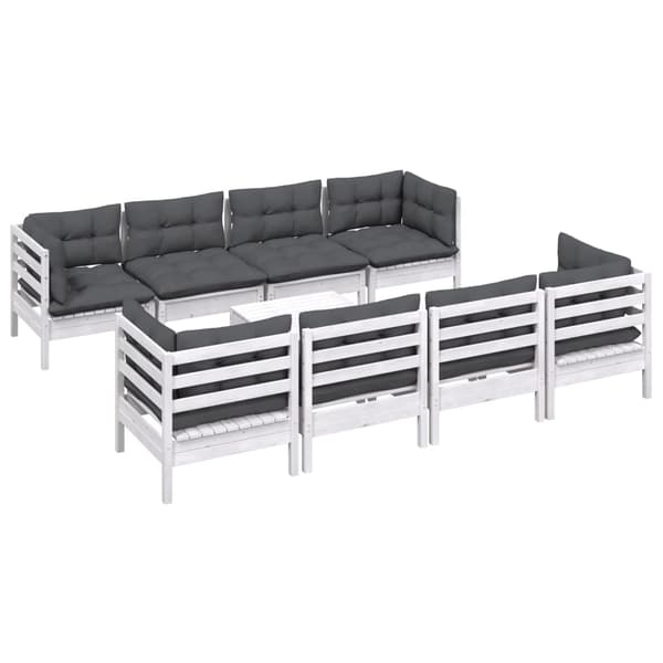 vidaXL 3096167 9 Piece Garden Lounge Set with Cushions Solid Pinewood