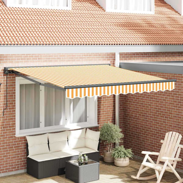 vidaXL Markisram Gul och Vit 300 x 250 cm Polyester med PU-beläggning