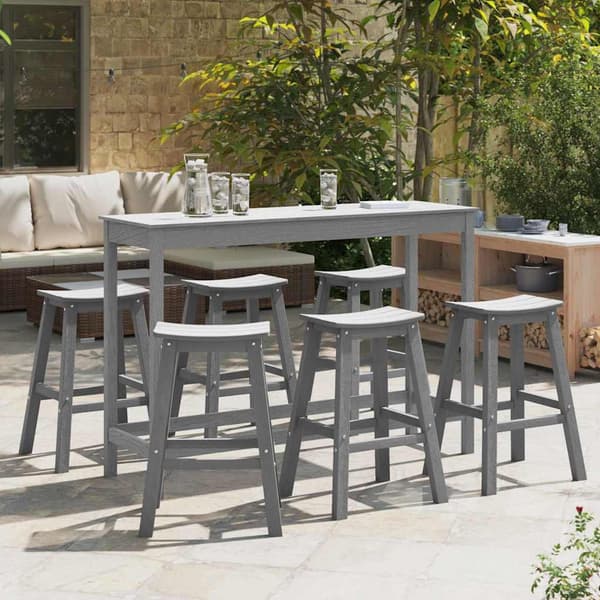 vidaXL Trädgårds Bar Set 6 pcs Ljusgrå HDPE