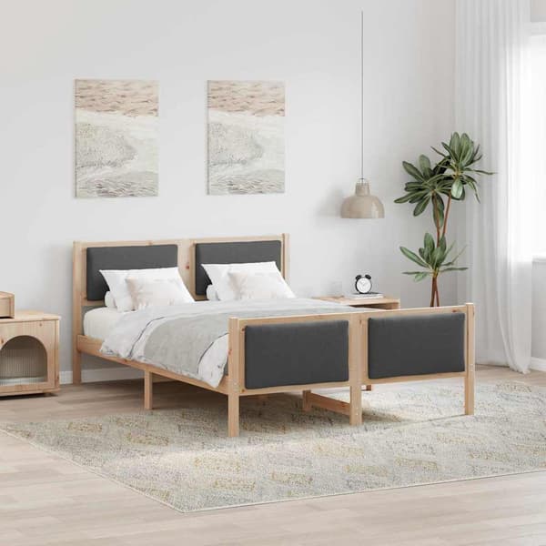 vidaXL Sänggavel med sängram Mörkgrå 140x190 cm tyg