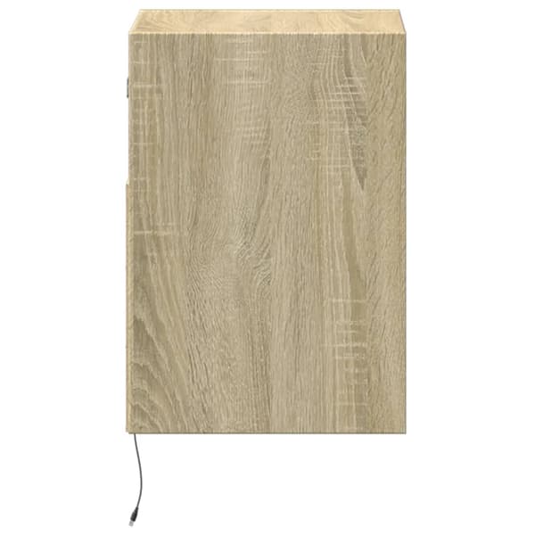 vidaXL Väggmonterat sängbord med LED-lampor sonoma-ek