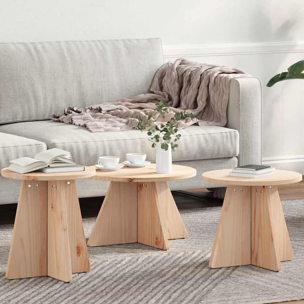 vidaXL Kaffebord 3 pcs Naturlig