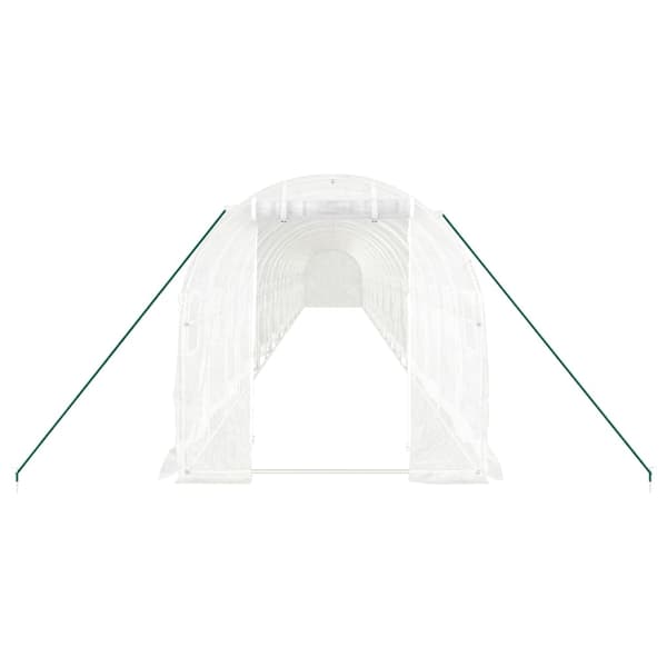 vidaXL Växthus med stålram vit 40 m² 20x2x2 m
