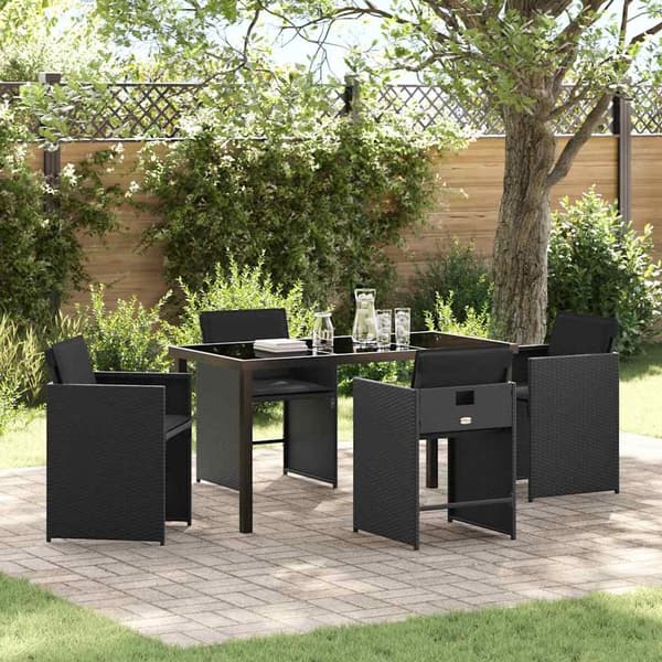 vidaXL Hage Spisegruppe 5 pcs Svart polyrotting