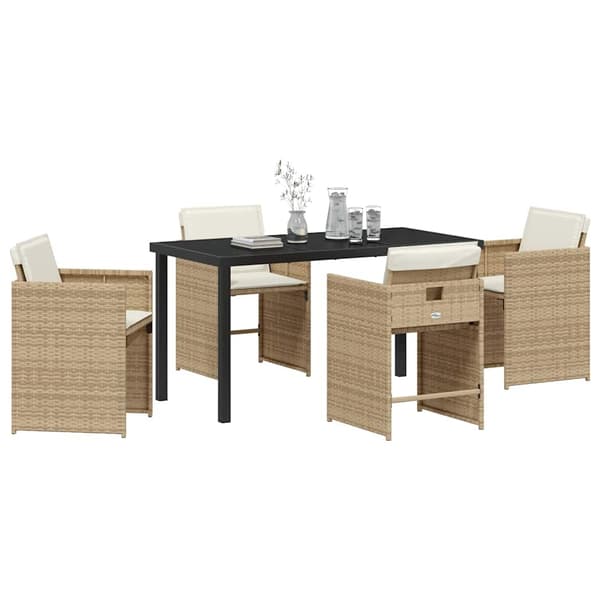 vidaXL Hage Spisegruppe 5 pcs Beige polyrotting
