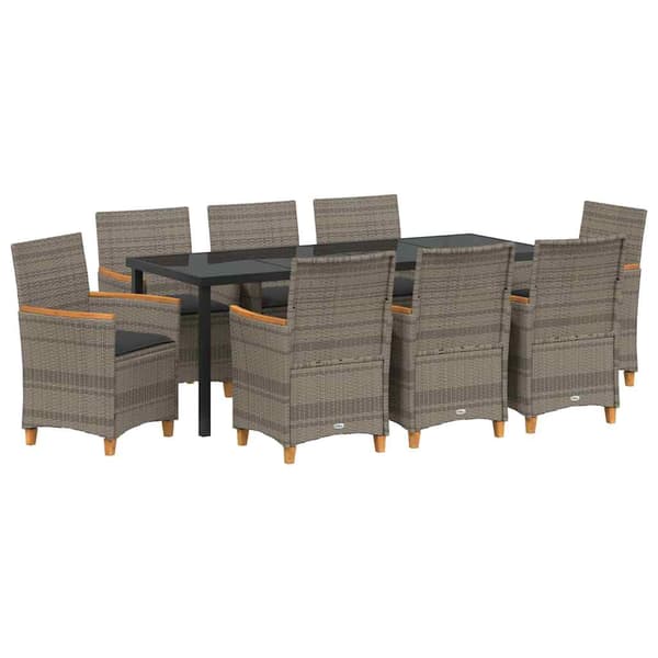 vidaXL Trädgårdsmöbelset 9 pcs Grå konstrotting
