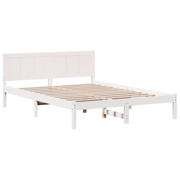 vidaXL Sängram Vit 150 x 200 cm Massivt tallträ