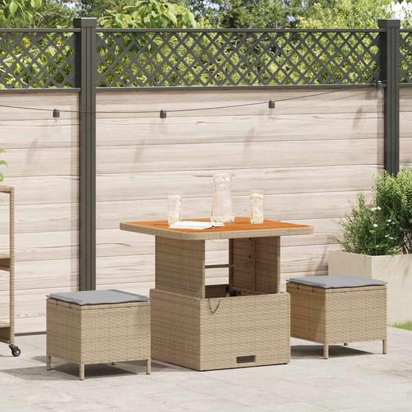 vidaXL Trädgårdsmöbelset Beige konstrotting