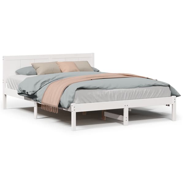 vidaXL Sängram Vit 160 x 200 cm Massivt tallträ