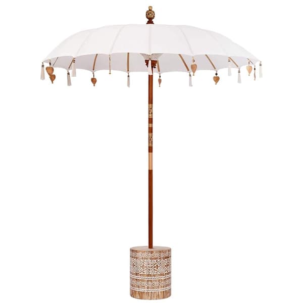vidaXL Balinesisk Parasol 260 Krem 180-190 cm Bomull og solid tre