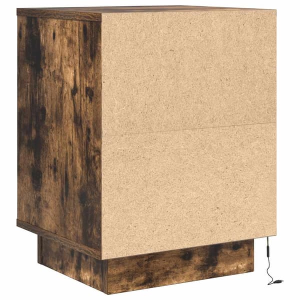 vidaXL Nattskap med LED-lys 2 stk røkt eik 38x34x50 cm