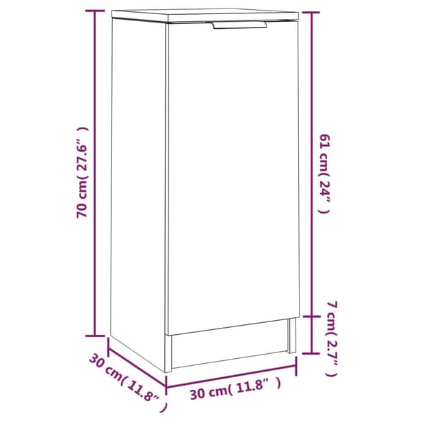 vidaXL Skjenk sonoma eik 30x30x70 cm konstruert tre