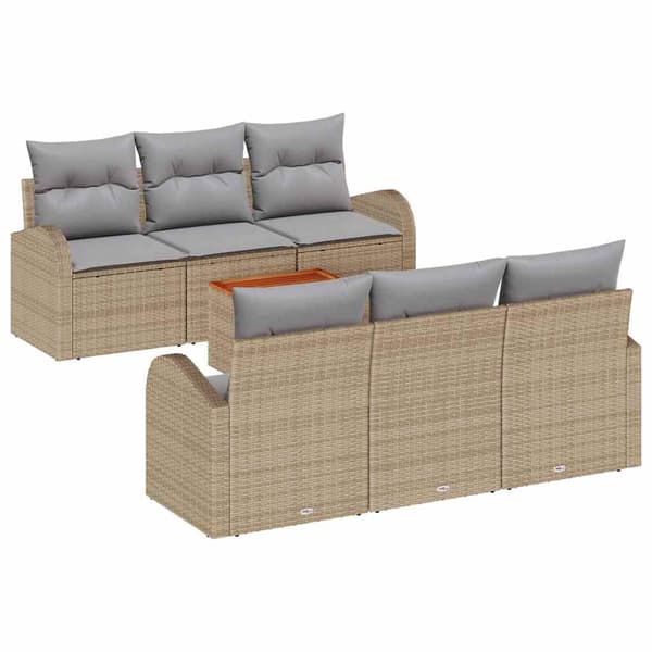 vidaXL Trädgårdsoffset 7 pcs Beige och Ljusgrå konstrotting