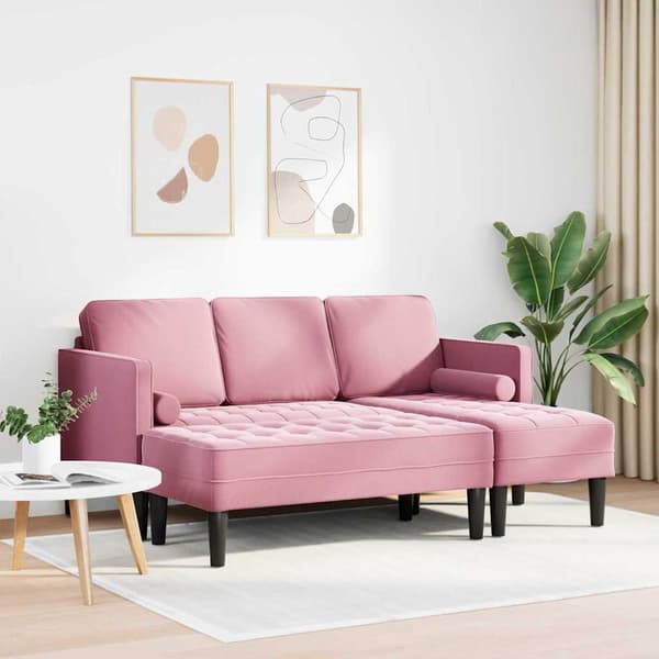vidaXL Soffset med kudde 2 pcs Rosa Polyester