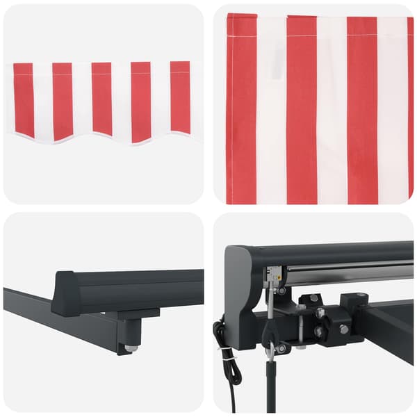 vidaXL Markisram Röd och Vit 300 x 250 cm Polyester med PU-beläggning