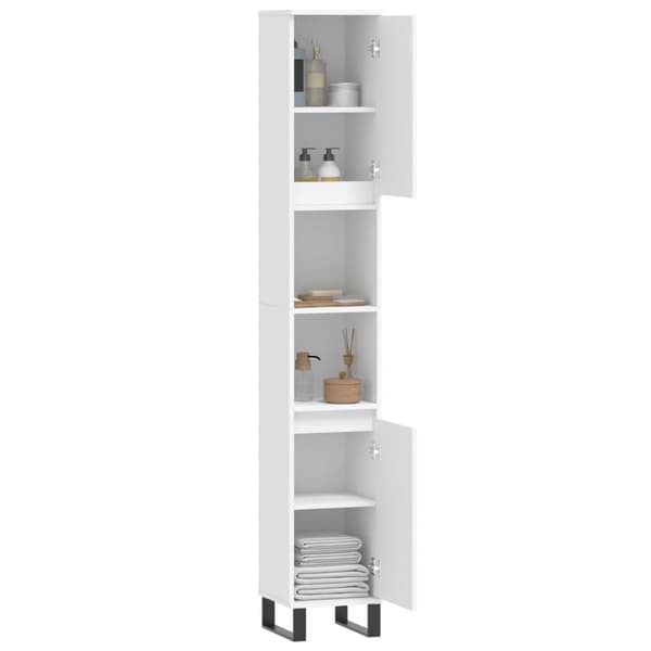 vidaXL Baderomsskap hvit 30x30x190 cm konstruert tre