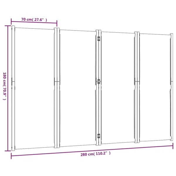 vidaXL Rumsavdelare 4 paneler mörkblå 280x180 cm