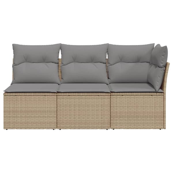 vidaXL Trädgårdssoffa 3-sits med dynor konstrotting beige