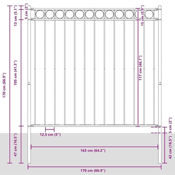 vidaXL Gjerdeelement Assen Hvit 170 x 170 cm Stål