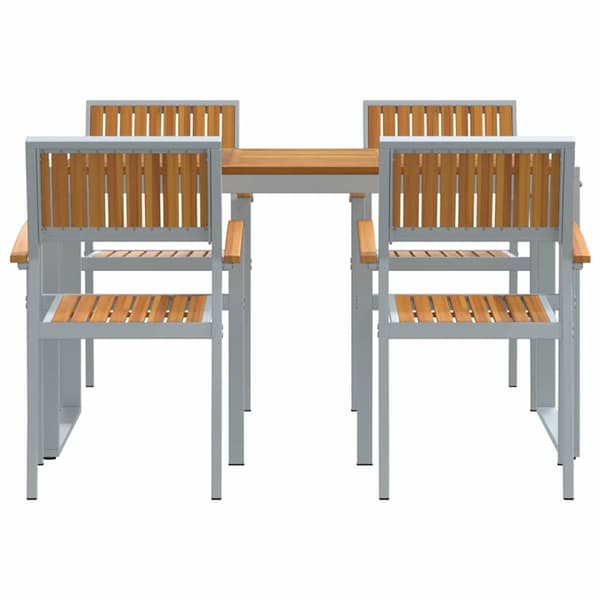 vidaXL Trädgårdsmöbelset 5 pcs Grå Massivt Akaciaträ