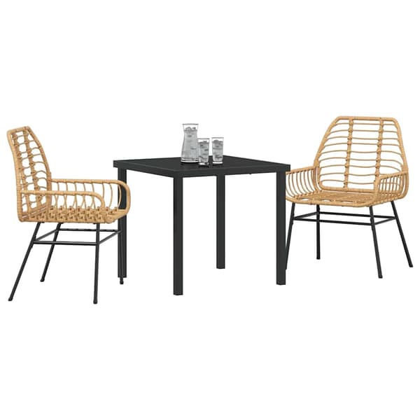 vidaXL Hage Spisegruppe 3 pcs Brun polyrotting