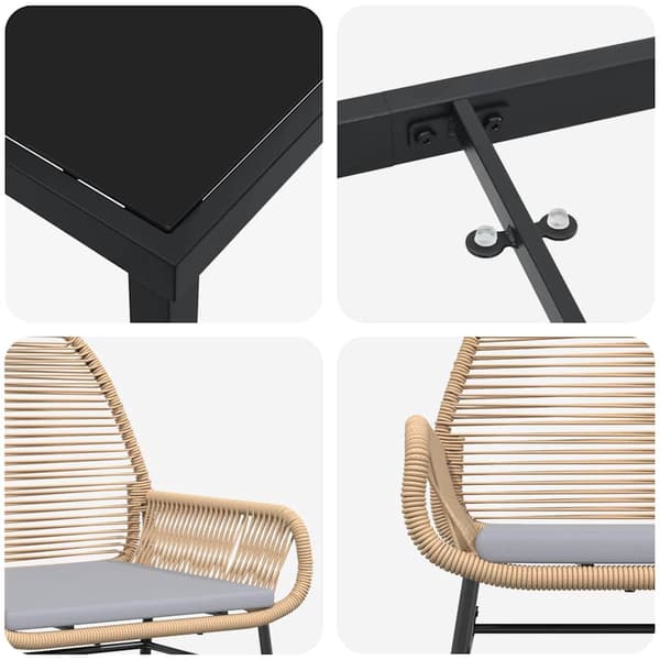 vidaXL Trädgårdsmöbelset med kudde 9 pcs Brun konstrotting