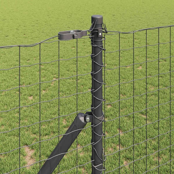 vidaXL Stängselstolpe 2 pcs Grå Pulverlackerad stål