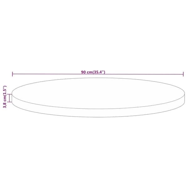 vidaXL Bordplate Ø 90x3,8 cm rund heltre mango
