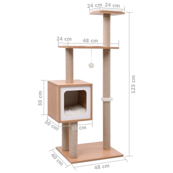 vidaXL Kattetre med klorematte i sisal 123 cm