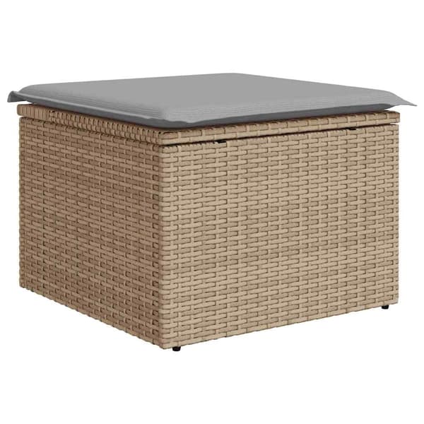 vidaXL Soffset med kudde 4 pcs Beige konstrotting